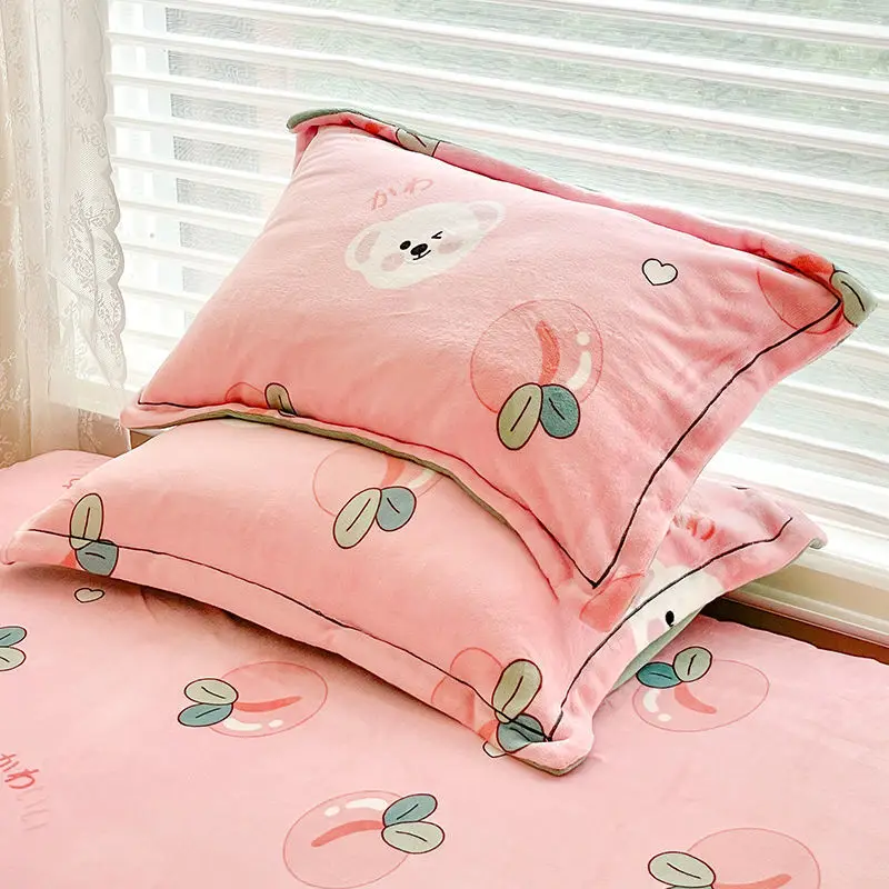 Winter Thicken Milk Velvet Pillowcase Cute Home Bedding Decor Pillowcase Children Soft Comfortable Sleeping Pillow Protect Cover