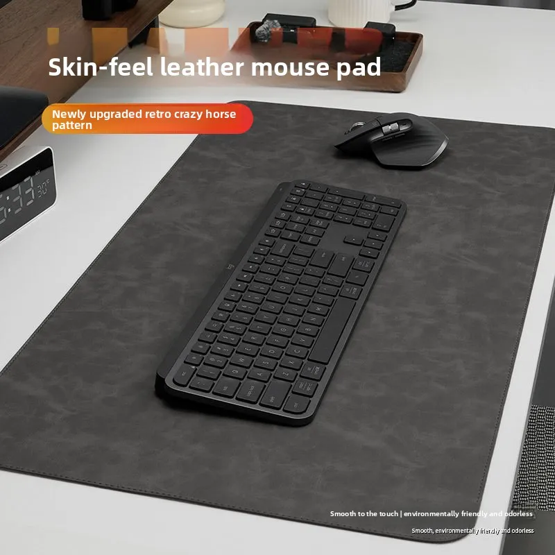 Premium Crazy Horse PU Leather Oversized Office Desk Mat and Mouse Pad