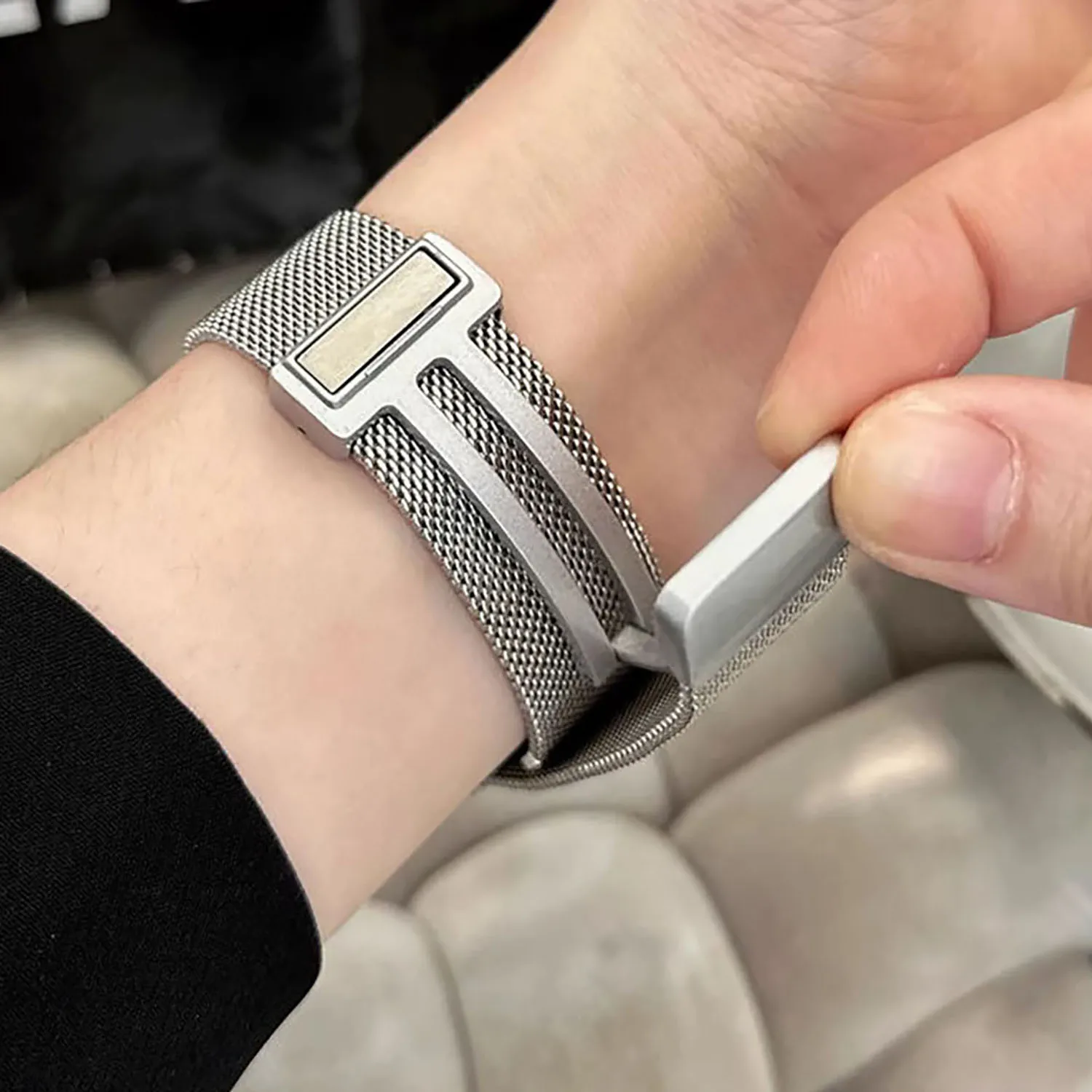 Elegant Milanese Magnetic Watch Band Bracelet in Stainless Steel