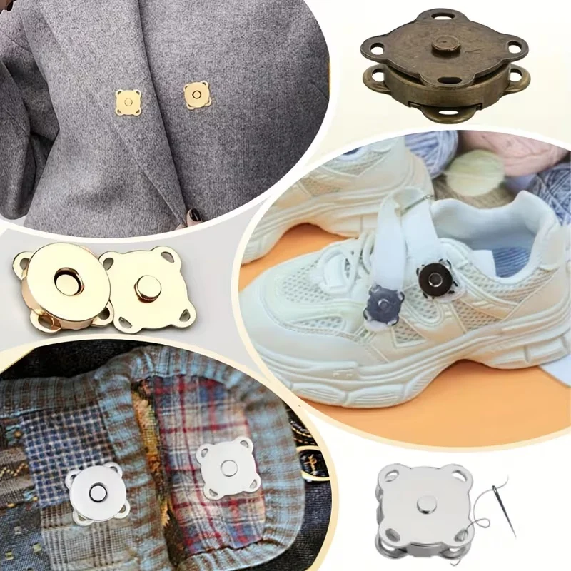 10 세트/팩 수제 금속 자석 버튼 스냅, DIY 공예품에 적합, 옷, 가방 등에 적합