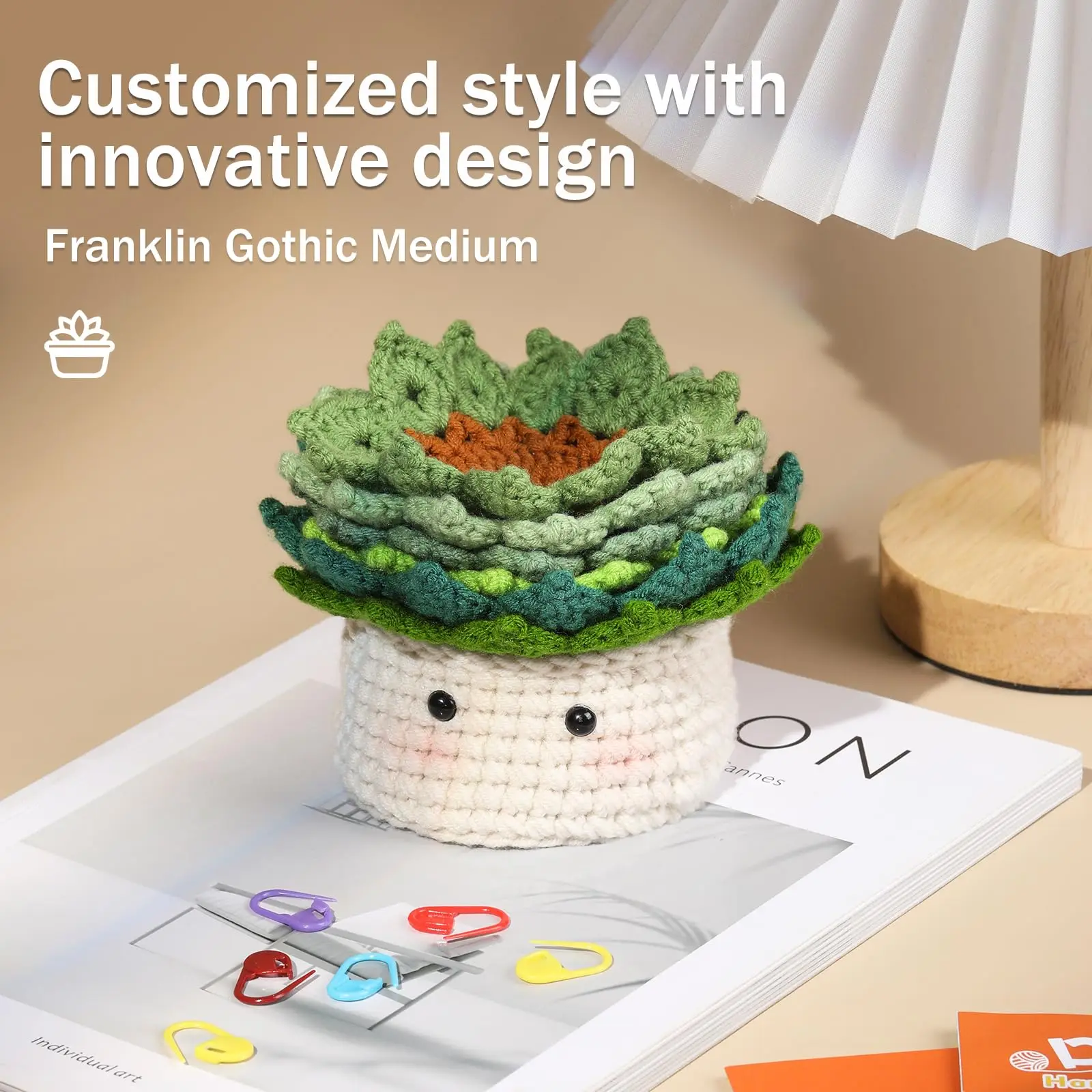 6pcs Coasters in a Plant Pot Crochet Start Kit Complete Beginner Crochet Kit with Hooks Yarn Clear Video Tutorials