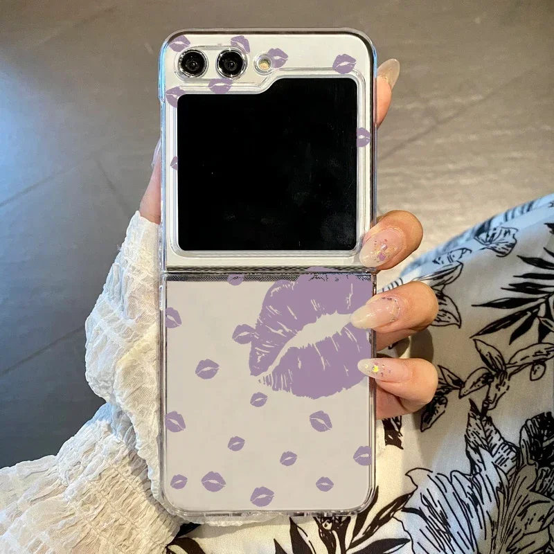 Solid Color Lip Print Shockproof Transparent Phone Case
