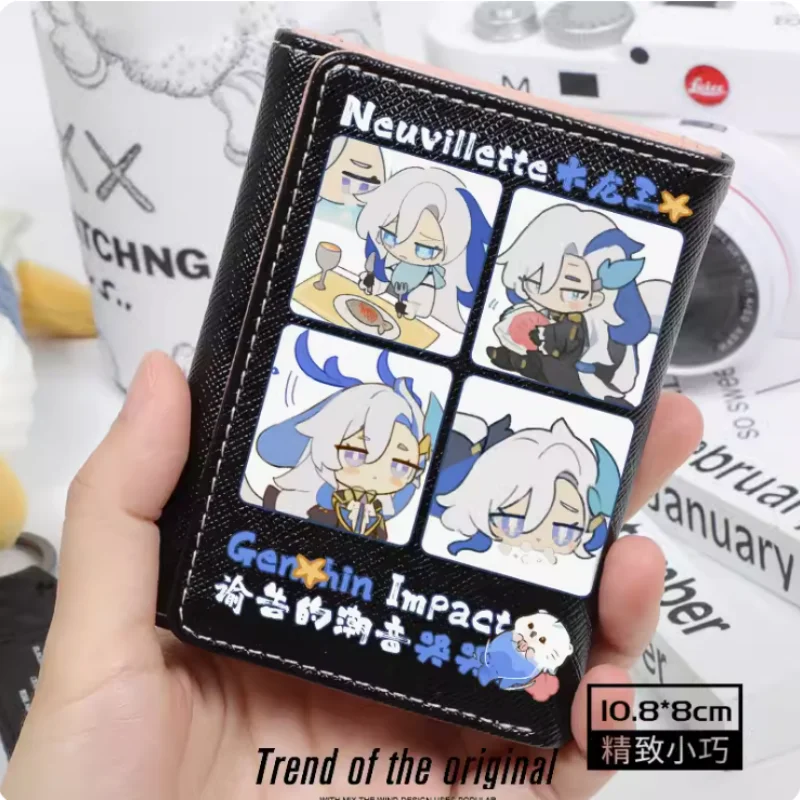 Anime Genshin Impact Neuvillette  Fashion Wallets PU Purse Card Holder Hasp Money Bag Cosplay Gift B127