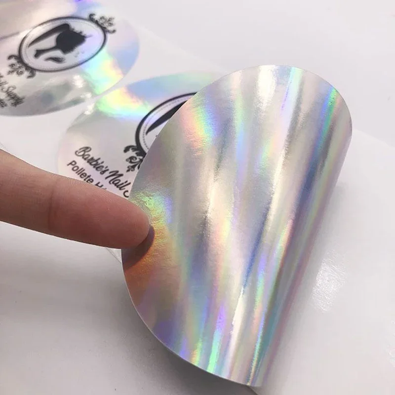 Shirley 100pcs/lot waterproof laser stickers holographic printing Packaging Labels Aesthetic Phone Laptop Decal