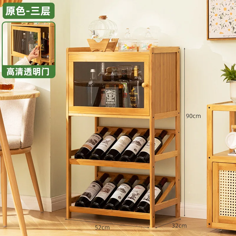Wine Rack 3/4-tier Solid Bamboo Wood Storage Racks Floor Freestanding Wines Holder Display Wobble-Free Shelves for Kitchen Bar