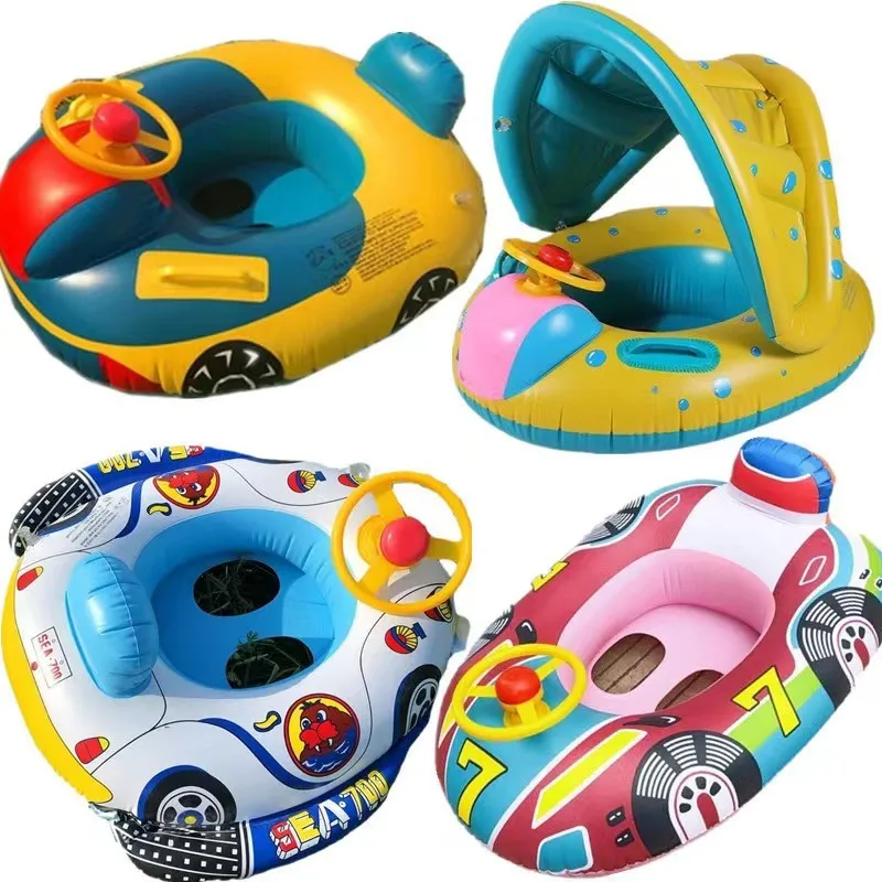 

Baby Float With Sunshade Baby Swim Ring With Sun Protection Roof Umbrella Canopy Inflatable Baby Chair Seat Buoy Floaty Swimming