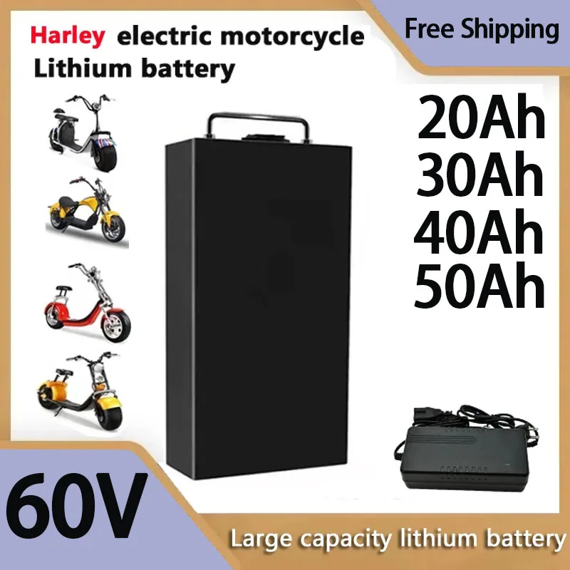 

60V 20ah 30ah 40ah Electric Motorcycle Waterproof Lithium Battery 18650 CELL 500w-2400W for Citycoco Scooters and Bicycles
