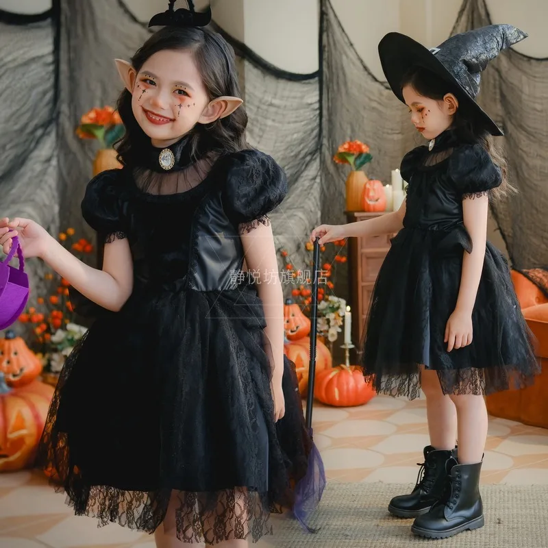 Halloween Carnival Costume Children's Role Playing Ghost Bride Gothic Vampire Costume Stage Performance Zombie Witch Elf