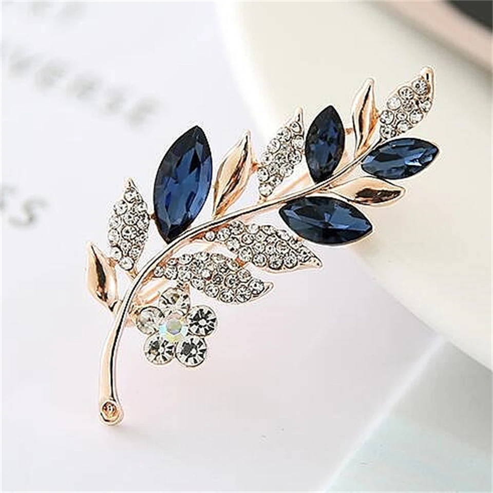 SELOVO Leaf Rhinestone Brooch – Sparkling Statement Pin For Dresses, Jackets & Accessories - View #11