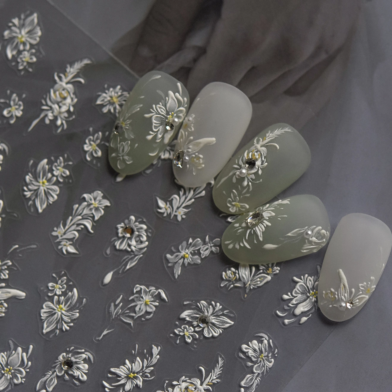 Petal Numerous Flowers Luxuriant Plant Garden Yellow Stamen Charming 5D Soft Relief Adhesive Nail Art Sticker 3D Manicure Decals,nail stickers,nail art tools,nail art decoration,nail decals