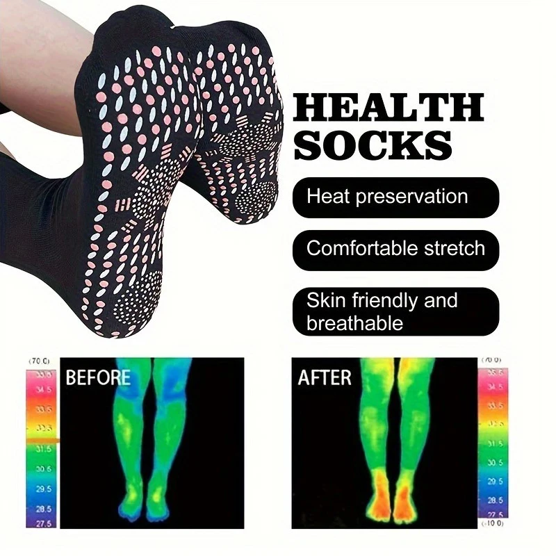 1Pairs Fashionable Non-slip Cozy Winter Warm Foot Massage Socks, Support For Cycling Hiking Running