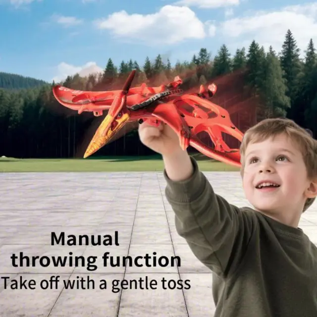 EPP Foam Flame Pterosaur Remote Control Aircraft Gravity Sensing RC Drones Remote Control Foam Fighter with Light Rechargeable 5