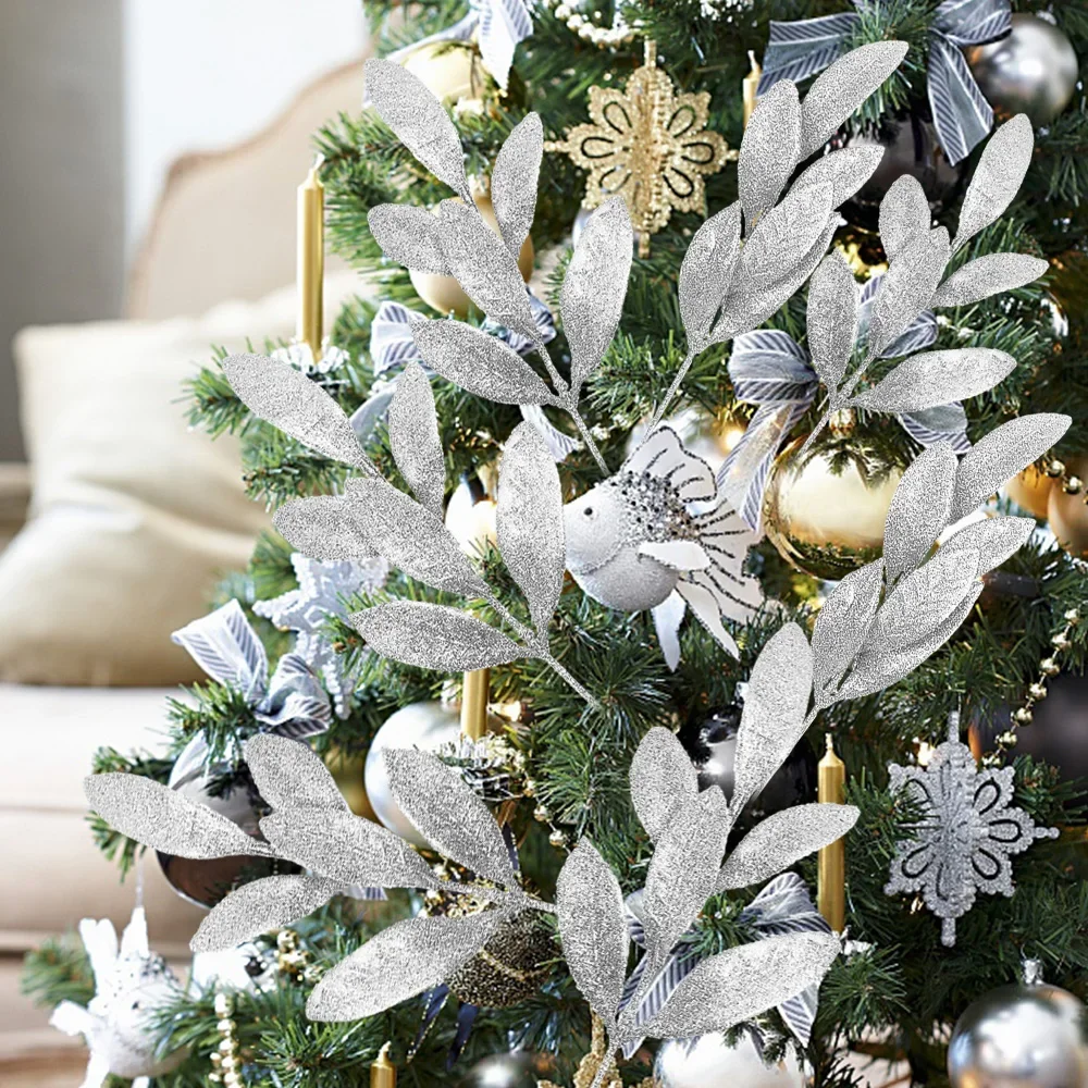 JUOPZKENN 10 stuks Kerst Glitter Kunstmatige Dennennaalden JUOPZKENN 10 stuks Kerst Glitter Kunstmatige Dennennaalden