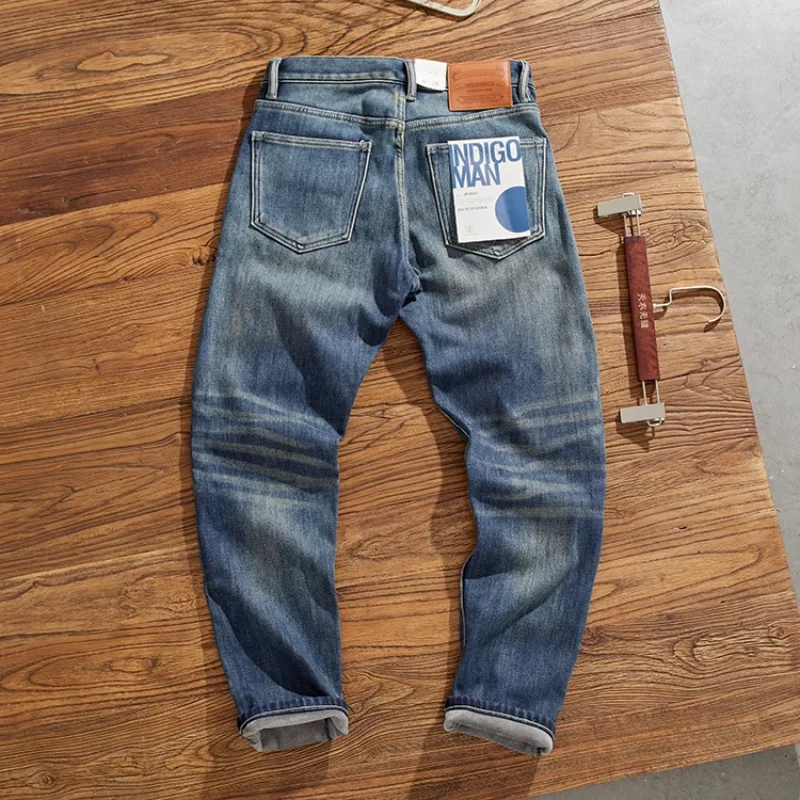 Men's autumn and winter warm straight tube heavy slant pocket casual pants 4
