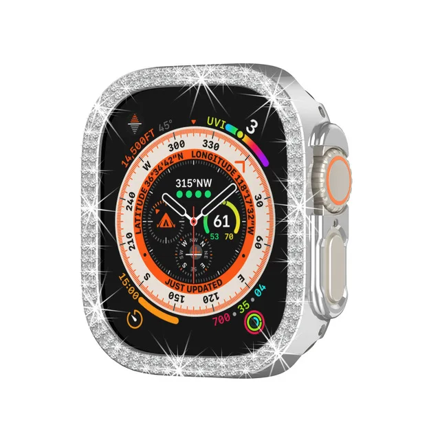 Coque en diamant pour Apple Watch Ultra 8, cadre Bling Bumper, protecteur d'écran pour Apple Watch 8 7, 49mm, 45mm, 44mm, 42mm, 38mm, 40mm, 41mm