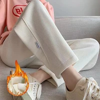 Pregnant Woman Winter Belly Pants Thick Warm High Waist Ankle-length Corduroy Trousers with Fleece Maternity Straight Trousers 1