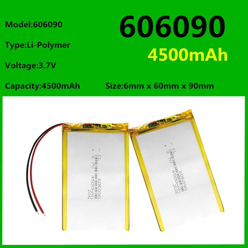 606090 3.7V 4500mAh Rechargeable Li ion Lithium Polymer Battery for MP4