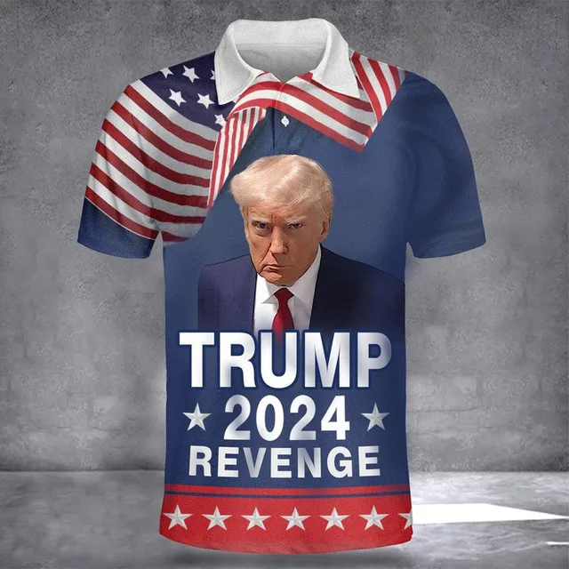 Trump 2024 Graphic Polo Shirts For Mens 3D Print America US Flag T-shirt Streetwear Donald Fans Polo Shirts Clothes Golf Wear 2