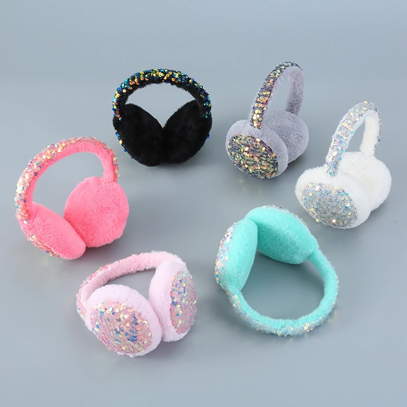Glitter Sequin Lovely Earmuffs Winter Keep Warm Earmuff Women Rabbit Fur Earflap Spring Cute Ears Cover Caps Skiiing Headphone warm earmuffs fur earmuffs