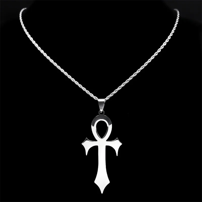 Edelstahl-Schmuckset, Kreuz, Ankh, Schlüssel des Lebens, ägyptische Halskette, Armband, Ring, Ohrring, Ägypten, Hieroglyphen, Crux, Ansata, Geschenke – Detail 5
