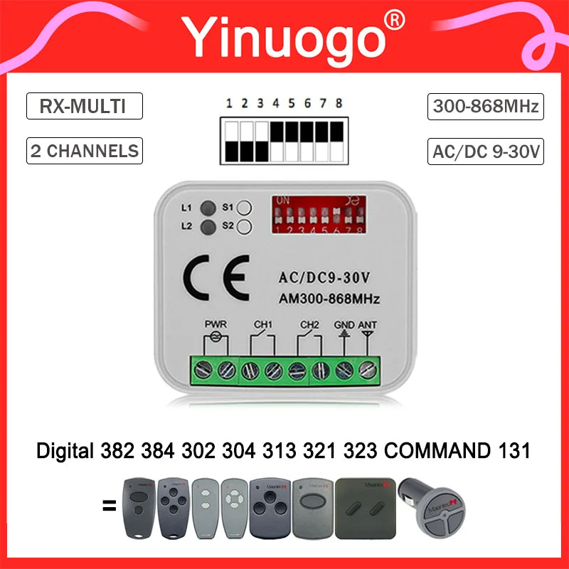 RX-MULTI Receiver Garage Door Controller 9V-30V for MARANTEC Digital 382 384 302 304 313 321 323 868MHz