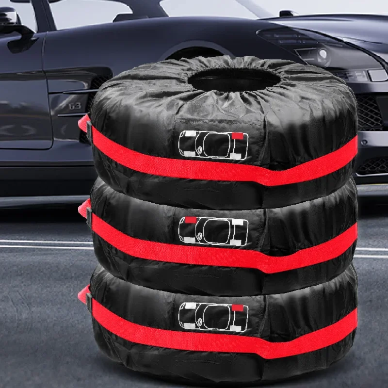 Universal Car Spare Tire Covers Case Auto Wheel Tires Storage Bags 210D Oxford Cloth Dust-proof Protector Car Styling 4PCS tire cover