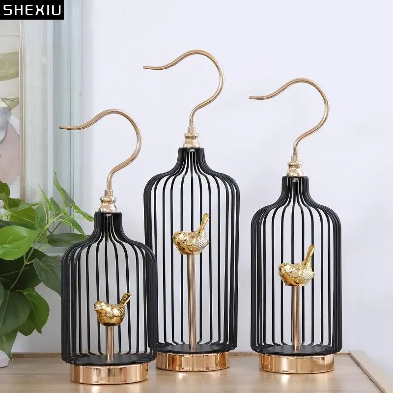 

Creative Black Metal Birdcage Book Countertop Decoration Cartoon Cute Animal Bird Office Living Room Decoration Gift for Friends