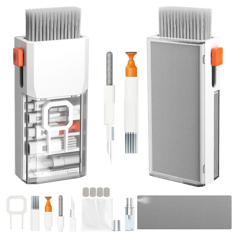 Kit di Pulizia Multifunzionale 9in1 - Spazzola per Pulizia Profonda per Tastiera, Auricolari, Telefono, Schermo del Computer, Vetro della Fotocamera
