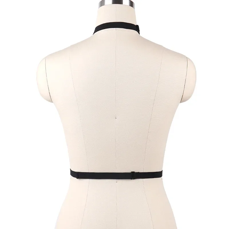 Bamboo like Clothing Sexy Exposed Nipple Strap on Bra Bandage Strap Underwear Fun Hollow out Rivet Cable Bundle Bra O0037