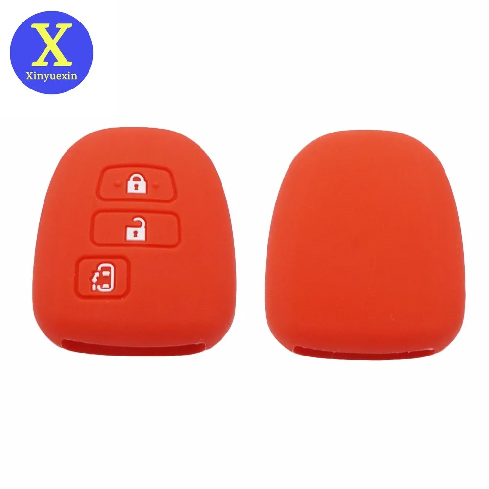 Xinyuexin Silicone Car Key Cover FOB Case for Toyota Porte 3 Buttons