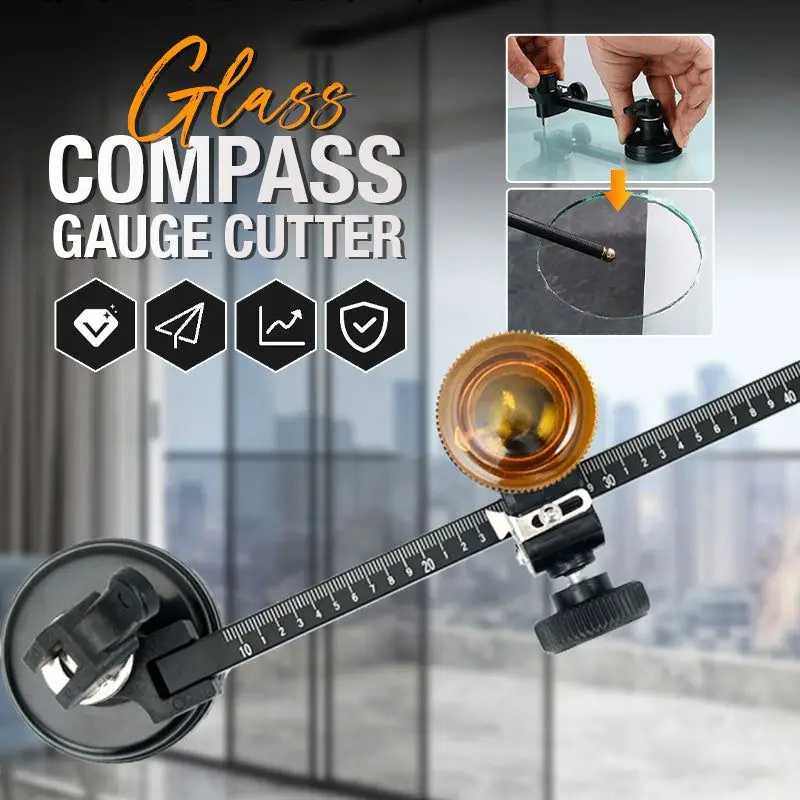 Glass Compass Gauge Cutter Kit Suction Cup Glass Cutting Accessories 360 Degree Bottle Cutter Cutting Tools