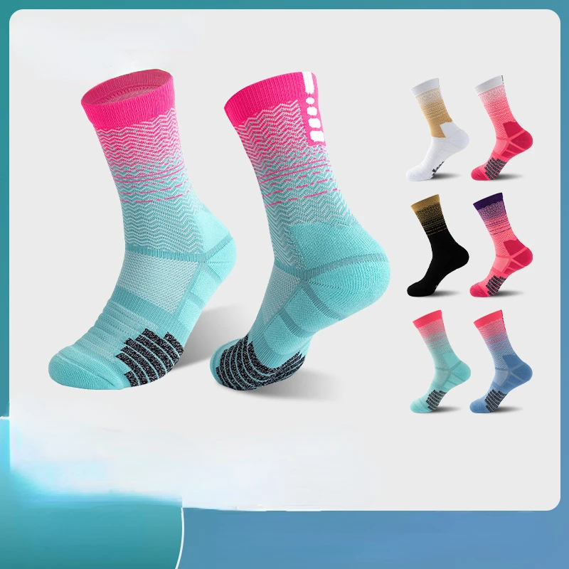 6/Lot Basketball Men's Women's Elite Socks with Thickened Towel Bottom Middle Tube High-top Sports Absorb Sweat Breathable
