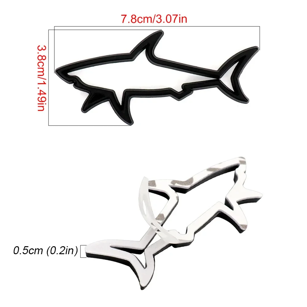 Silver Metal Shark Car Emblem – SUV Fish Badge Sticker Decal (7.6cm X 3.5cm)