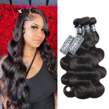 Yyong Body Wave Bundles 1/3/4 Bundles Brazilian Human Hair Weave Bundles 8-32 Inches Remy Human Hair Extensions 1