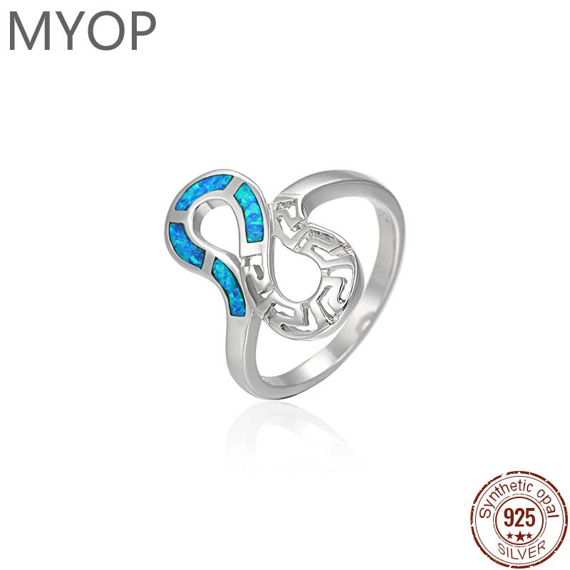 

Кольцо MYOP с голубым опалом, креативный классический дизайн, стандартное серебряное ювелирное изделие, кольцо с датой, подарки для женщин