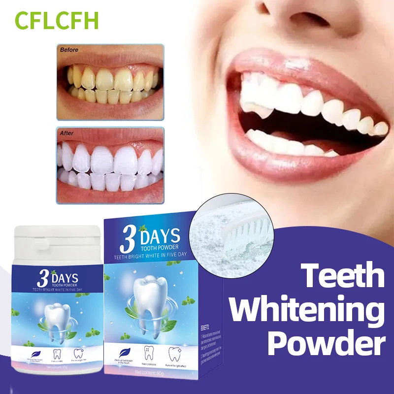 

80G Tooth Whitening Powder Teeth Whiten Fresh Breath Bright White Teeth Oral Hygiene Remove Plaque Stains Dental Cleaning Care