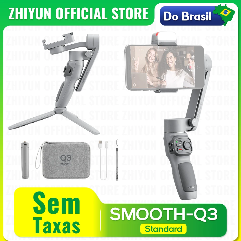 Do brasil sem taxa Zhiyun oficial SMOOTH Q3 cardan smartphone 3 eixos  telefone cardan estabilizador portátil para iphone 14 pro max/xiaomi/huawei  - AliExpress