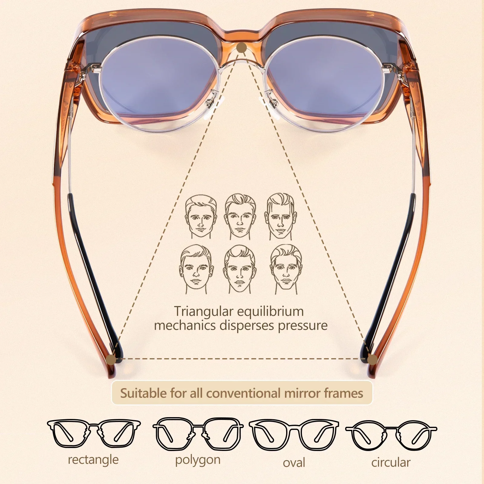 Kapvoe- Fitover Sunglasses for Men Oversized Square Polarized for Myopic Glasses Glasses Driving Shades Fishing Bicycle Goggles