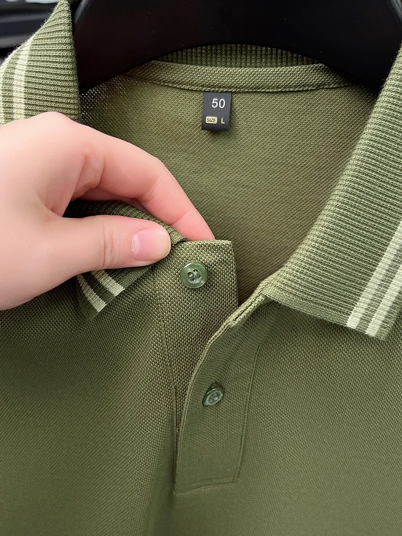 100% pure cotton men's short sleeve polo shirt high-quality fashion soft comfort striped decoration summer casual T-shirt top 35 Se97c2d394f5e4429a68e0d620d6f8b96S