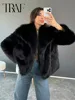 TRAF Metal Color Sequin Woven Jacket For Women Loose Stand Collar Long Sleeve Coat 2023 Autumn Winter Chic Female Outerwear 6