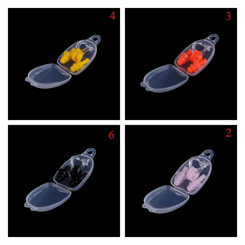 

2024 Swimming Earplugs Nose Clip Case Protective Prevent Water Protection Ear Plug Waterproof Soft Silicone Swim Dive Supplies