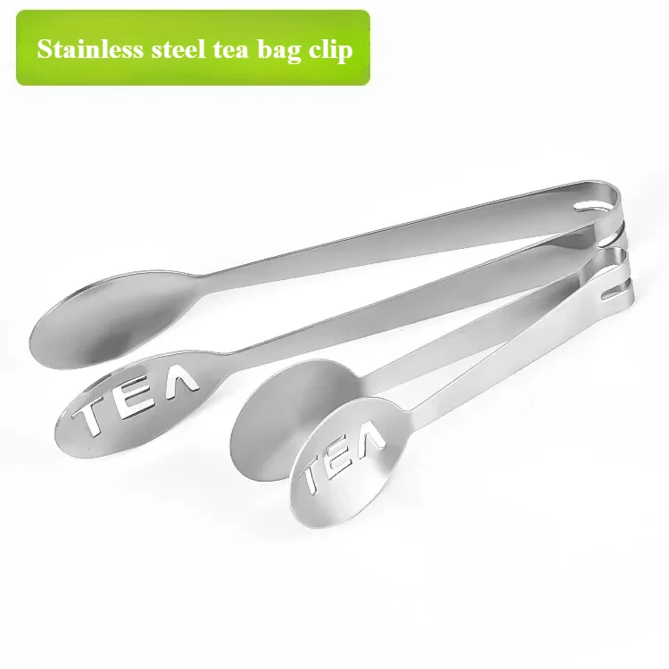 Stainless Steel Thicken Tea Bag Clip Tongs Teabag Squeezer Tea Leaf Strainer Holder Grip Spoon Mini Sugar Clip Anti-hot Clamp