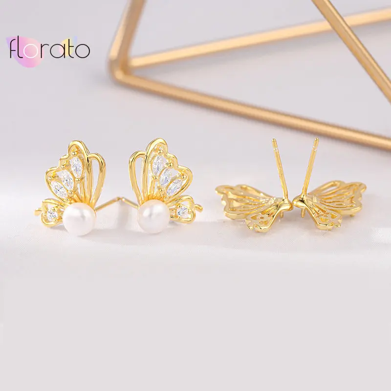 

925 Sterling Silver Temperament Stud Earring for Women Geometric Simple Tiny White Simulated Pearl Earring Fashion Party Jewelry