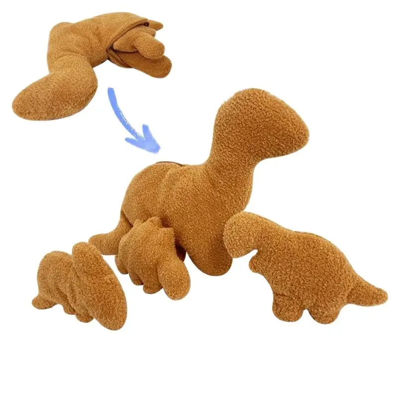 

Cute Stuffed Animal Dino Chicken Nugget Chicken Block Pillow Soft Dinosaur Creative Gift Idea Plush Toy Gifts for boys and Girls