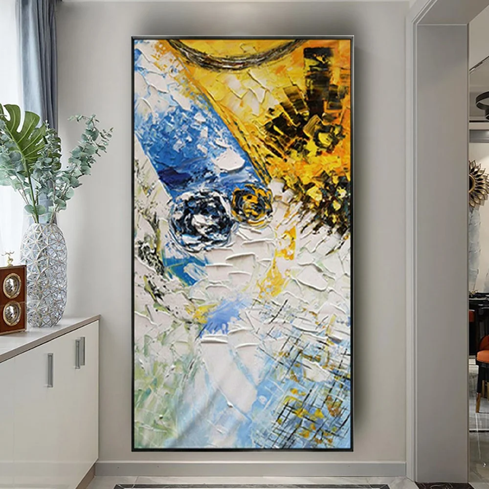 

Nordic Artists Real Hand-Painted Color Block Oil Painting Decor Wall Art Picture Abstract Display Thick Canvas Poster For Home