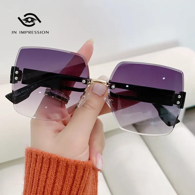 

Gothic Rimless Cutting Sunglasses Female Korean Version Driving Sunglasses for Outdoor UV Protective Glasses Luxury Sunglasses