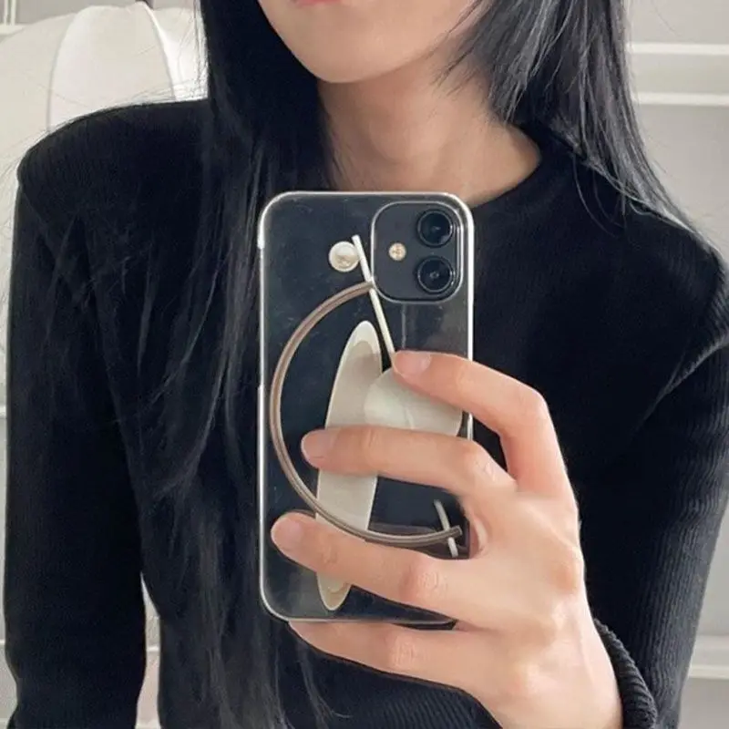 Hidden Face Selfie Iphone Mirror Korean Transparent Geometric