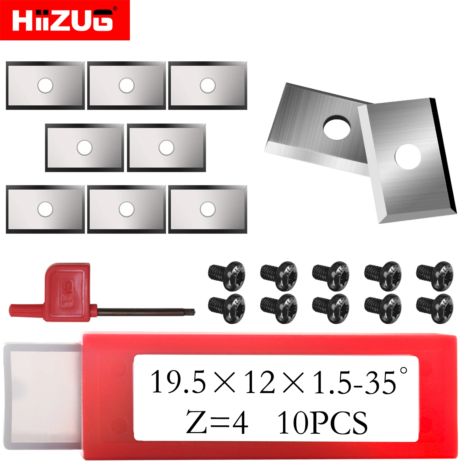 17mm/19.5mm/20mm/25mm/29.5mm 카바이드 인서트 10개/1세트(나사 포함), 목공용 나선형 헬리컬 커터헤드 라우터 비트