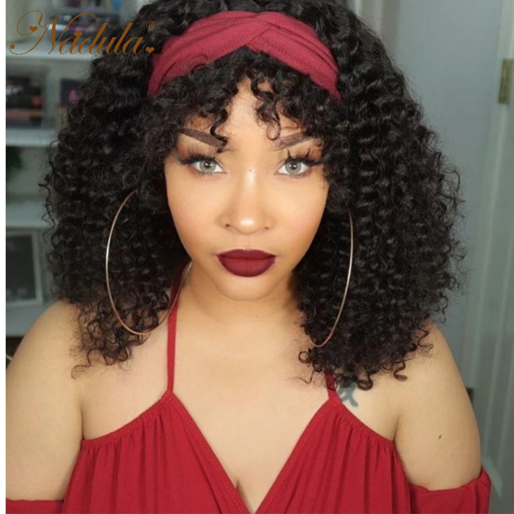 Nadula Short Bob Headband Wig Human Hair 10"14"curly Human Hair Wig
