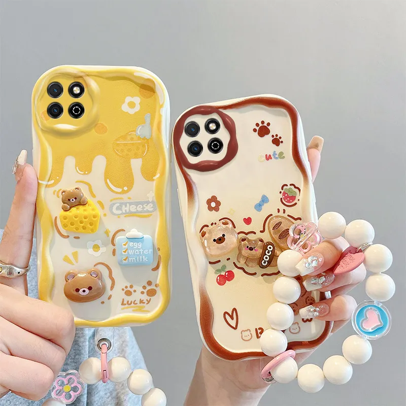 

3D Fashion Luxury Adorable Doll Cartoon Soft Silicon Phone Case On For Huawei Enjoy 20 Enjoy20 Wristband Back Cover